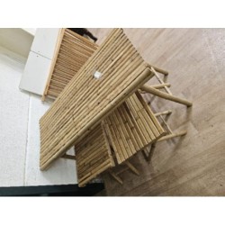 Ensemble table +4 tabourets en bambou neuf 